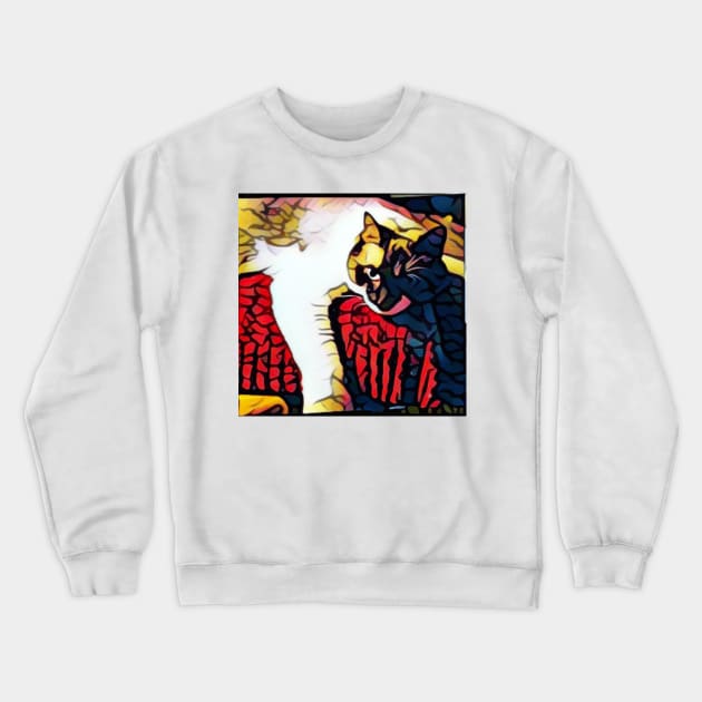 Tootsie, cat, cat print, artsy cat portrait, cat decor, cat stuff, cat home goods Crewneck Sweatshirt by roxanegabriel